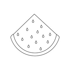 watermelon slice fruit icon image vector illustration design black line