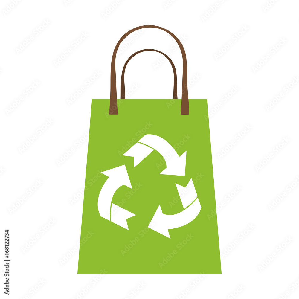 Poster shopping bag recyclable eco friendly icon image vector illustration design