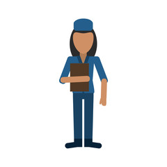 mail woman with clipboard delivery avatar icon image vector illustration design