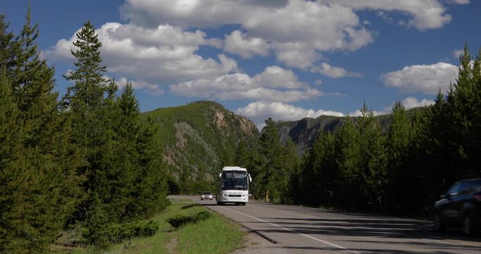 RV along a yellowstone national park 4k 24fps