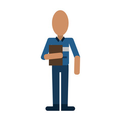 mailman with clipboard avatar delivery icon image vector illustration design