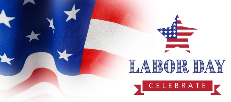 Composite image of labor day celebrate text and star shape ameri