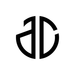initial letters logo dc black monogram circle round shape vector