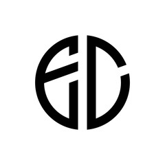 initial letters logo ec black monogram circle round shape vector