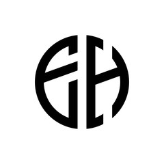 initial letters logo eh black monogram circle round shape vector