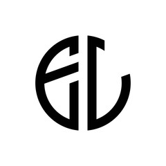 initial letters logo el black monogram circle round shape vector - obrazy, fototapety, plakaty