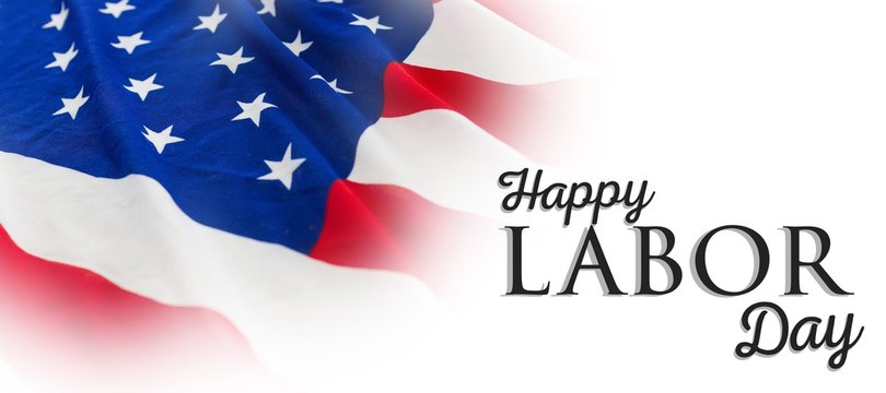 Composite image of poster of happy labor day text