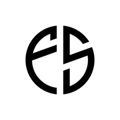initial letters logo fs black monogram circle round shape vector