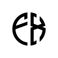 initial letters logo fx black monogram circle round shape vector