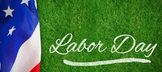 Composite image of panoramic shot of labor day text