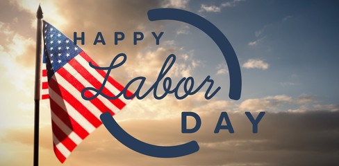 Composite image of digital composite image of happy labor day te - Powered by Adobe