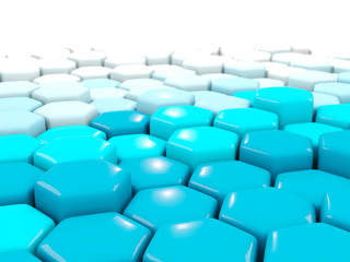 Fototapeta premium White and blue background with industrial hexagon pattern