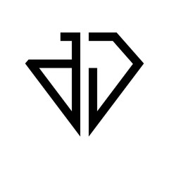 initial letters logo dj black monogram diamond pentagon shape