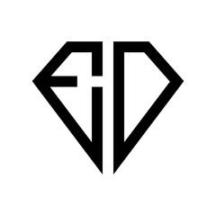 initial letters logo eo black monogram diamond pentagon shape