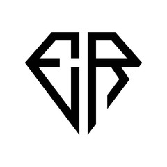 Fototapeta premium initial letters logo er black monogram diamond pentagon shape