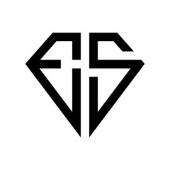 initial letters logo es black monogram diamond pentagon shape