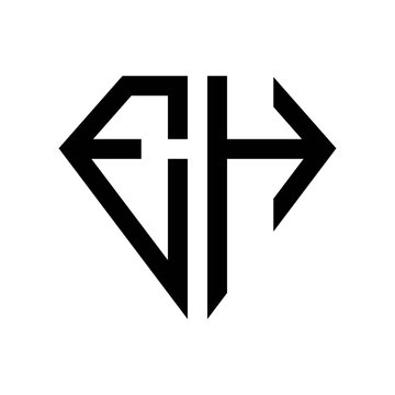 initial letters logo eh black monogram diamond pentagon shape