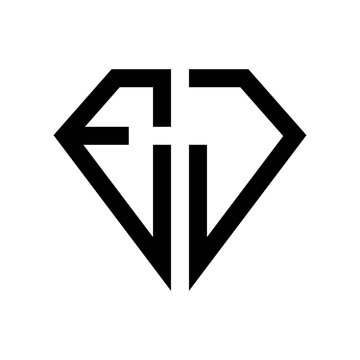 initial letters logo ej black monogram diamond pentagon shape