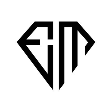 initial letters logo em black monogram diamond pentagon shape