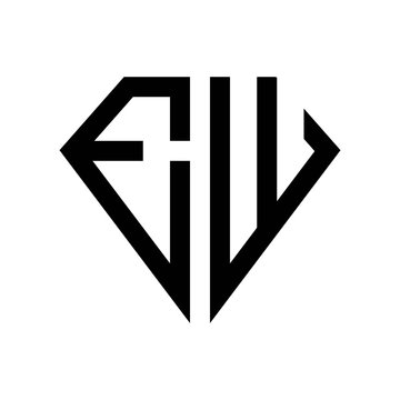 initial letters logo ew black monogram diamond pentagon shape