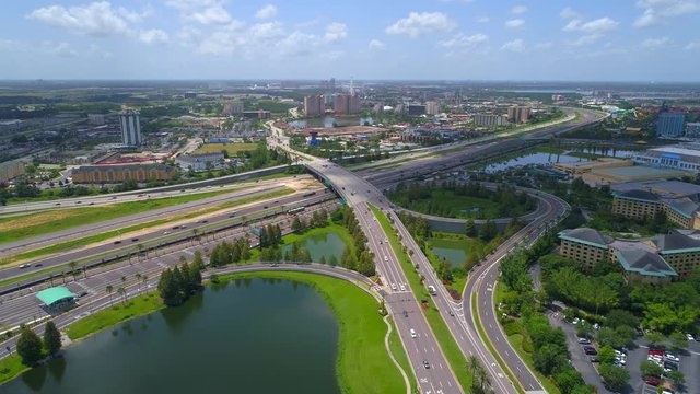 Aerial shot highway I4 Orlando 4k