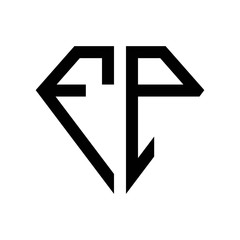 initial letters logo fp black monogram diamond pentagon shape