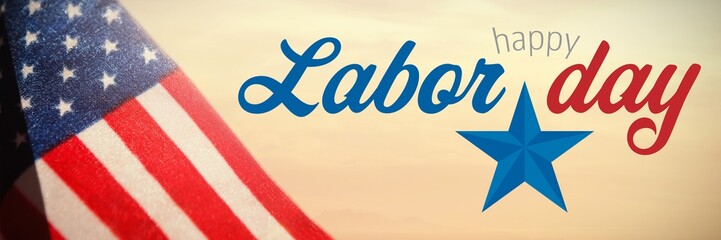 Composite image of digital composite image of happy labor day te