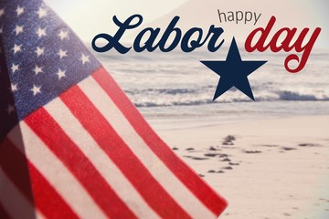 Composite image of digital composite image of happy labor day te