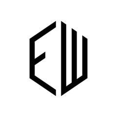 initial letters logo ew black monogram hexagon shape vector
