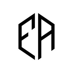 initial letters logo fa black monogram hexagon shape vector