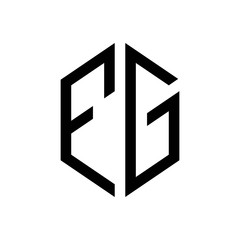 initial letters logo fg black monogram hexagon shape vector