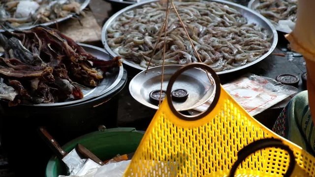 Hanging scales for products in the market
