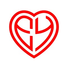 initial letters logo ey red monogram heart love shape