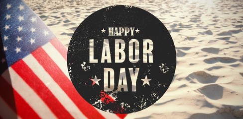 Composite image of digital composite image of happy labor day te