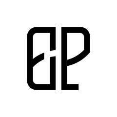 initial letters logo ep black monogram square rounded shape vector