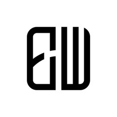 initial letters logo ew black monogram square rounded shape vector