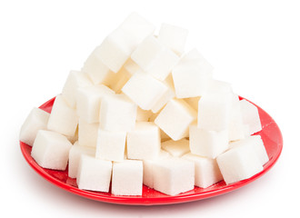 sugar on a red plate