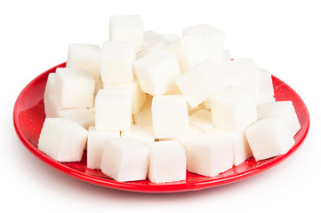 sugar on a red plate