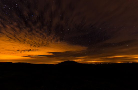 Nightshoot of sky from Spain, Teleno mountain in the background.