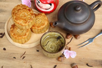 mooncake festival with hot tea