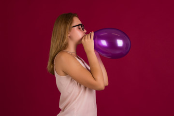 Young pretty girl with balloon, party  