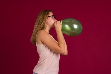 Young pretty girl with balloon, party  