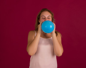 Fototapeta premium Young pretty girl with balloon, party 