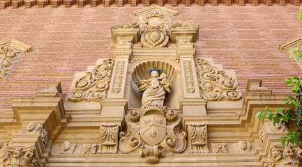 Traditional old spanish church facade.
