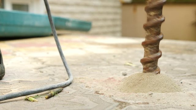 Drill During Operation. Closeup. drilling of the wells. 4k. Slow motion