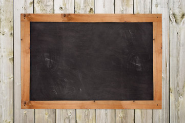 Chalkboard on the wood wall