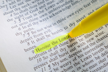 Bible Passage Highlighted with 'Honor the Lord' in yellow.