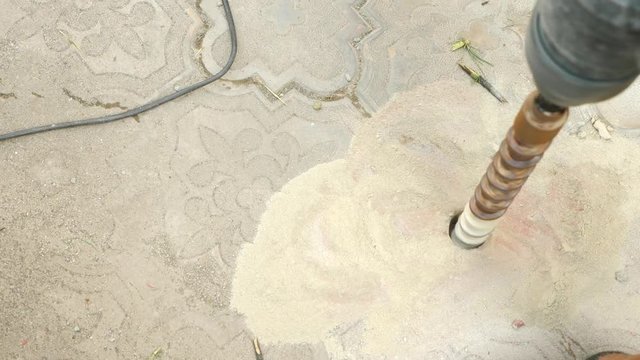 Drill During Operation. Closeup. drilling of the wells. 4k. Slow motion