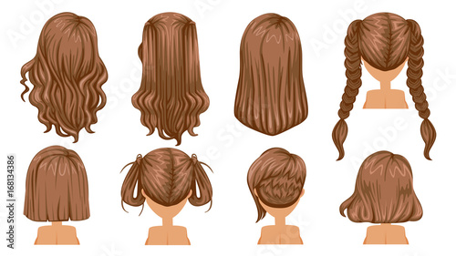 Hair Blown Women Set Wide View The Hair Is Blown Away