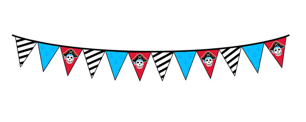 Pirate party garland icon. Children drawing of pirate concept vector illustration isolated on white background.